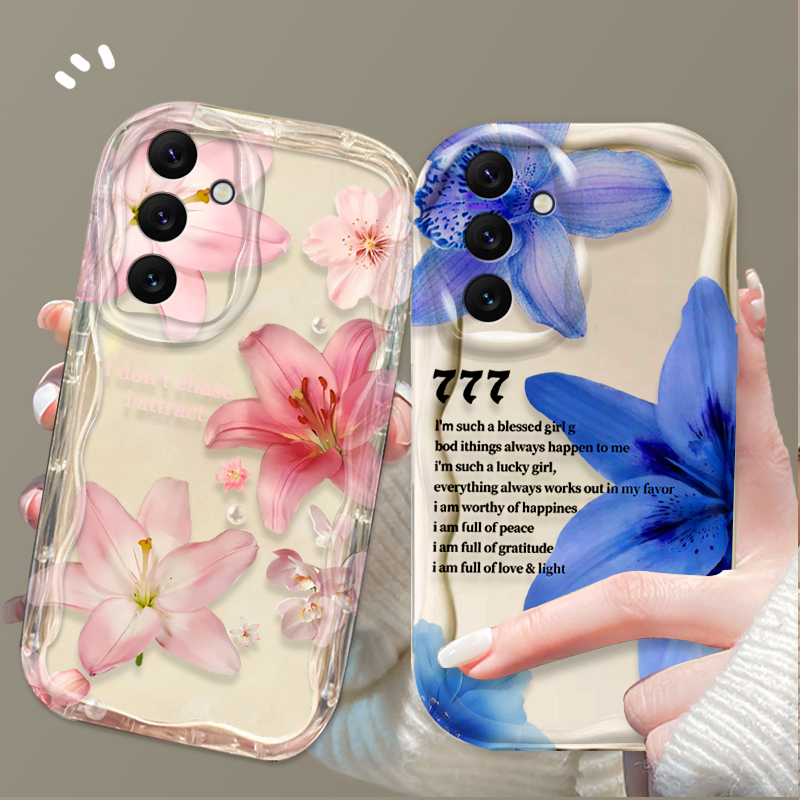 Phone Cases For Samsung A14 - غطاء هاتف بنمط زهرة الزنبق الوردية