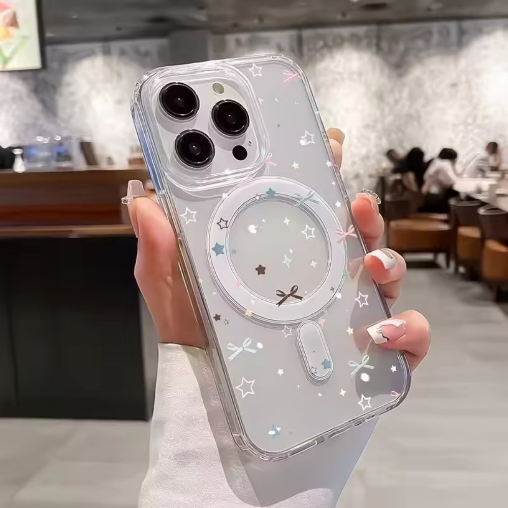 Clear Magsafe Case - غطاء هاتف شفاف بطباعة نجوم وقوس