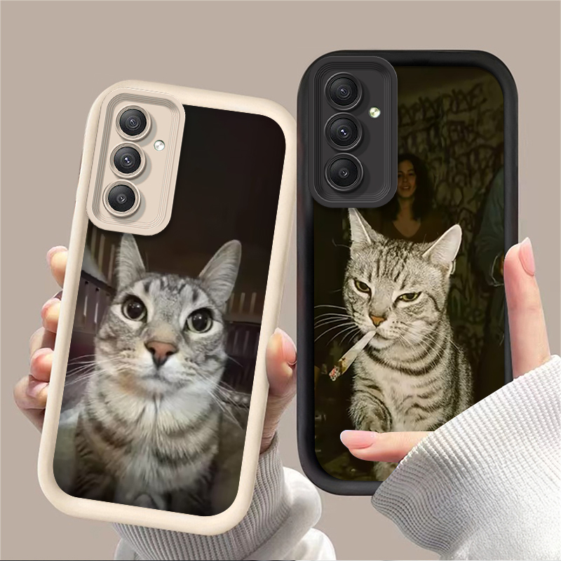 Phone Cases For Samsung A14 - غطاء هاتف عصري بتصميم قطة تدخن