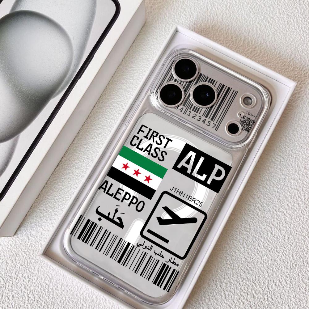 Clear Magsafe Case - جراب هاتف بتصميم تذكرة طيران إلى