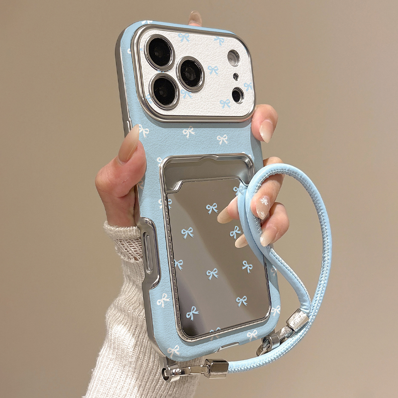 Phone Cases With Wallet - حافظة هاتف لطيفة بتصميم فيونكة ومرآة