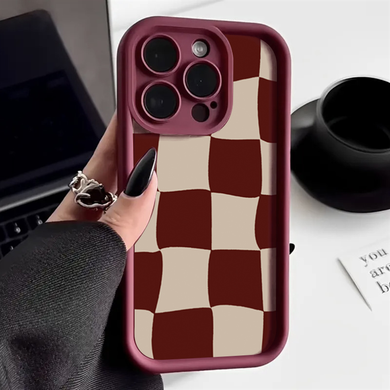 Phone Cases Australia - النبيذ الأحمر تشوه شبكة نمط جراب