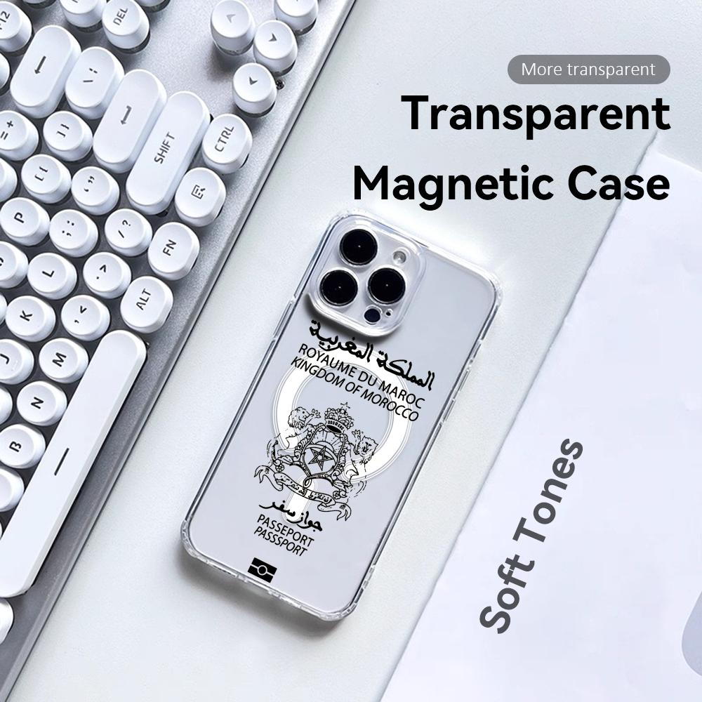 Clear Magsafe Case - جراب هاتف بتصميم جواز سفر المغرب
