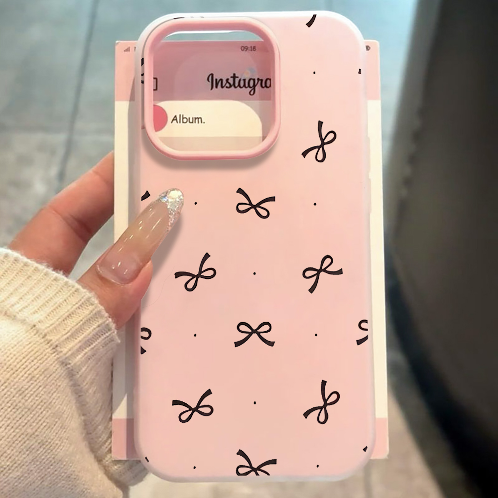 Phone Cases Cute Iphone 13 - جراب هاتف لطيف بتصميم فيونكة ومنقط