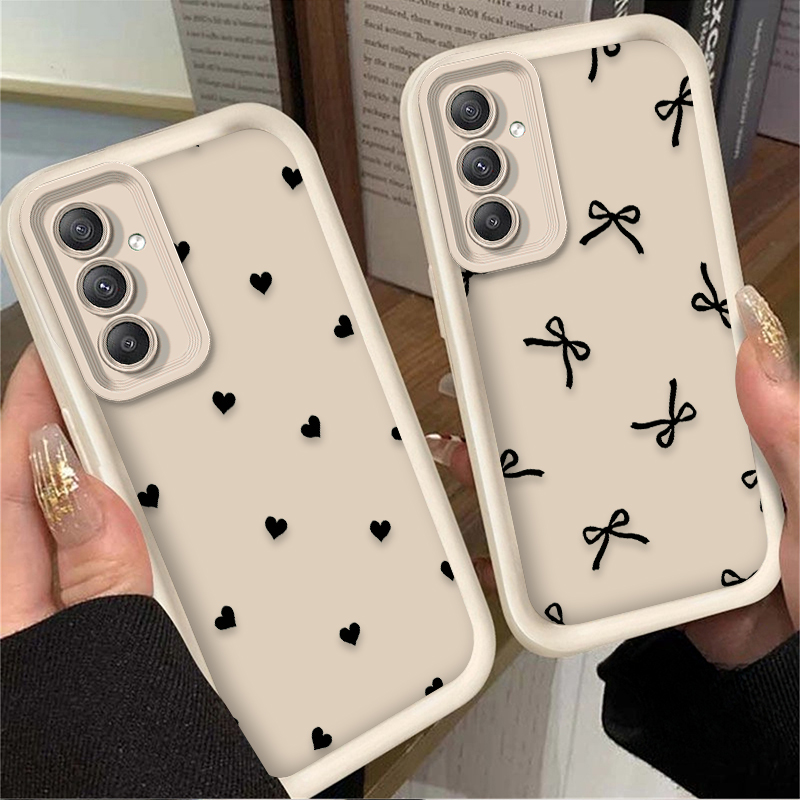 غطاء حماية أسود بتصميم قلب وعق - مراجعة Phone Cases For Samsung A14 وسعره