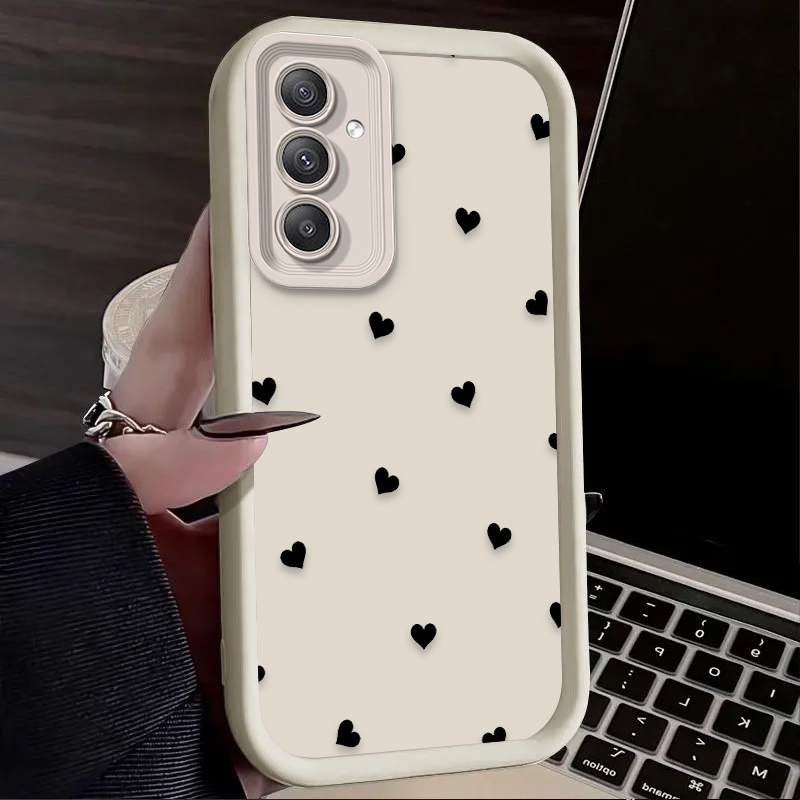 غطاء حماية أسود بتصميم قلب وعق - مراجعة Phone Cases For Samsung A14 وسعره
