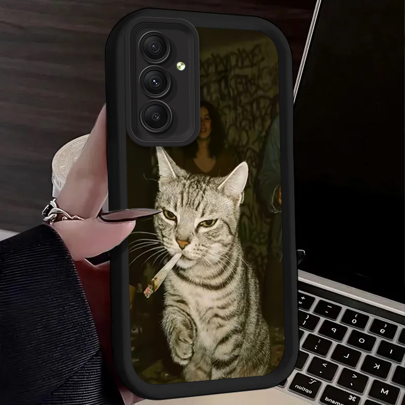غطاء هاتف عصري بتصميم قطة تدخن - مراجعة Phone Cases For Samsung A14 وسعره