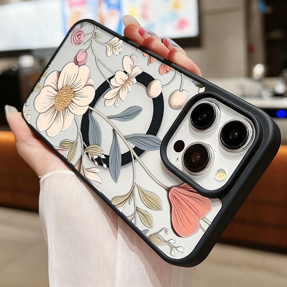 جراب هاتف شفاف بتصميم زهور وإط - مراجعة Phone Cases Magnetic وسعره