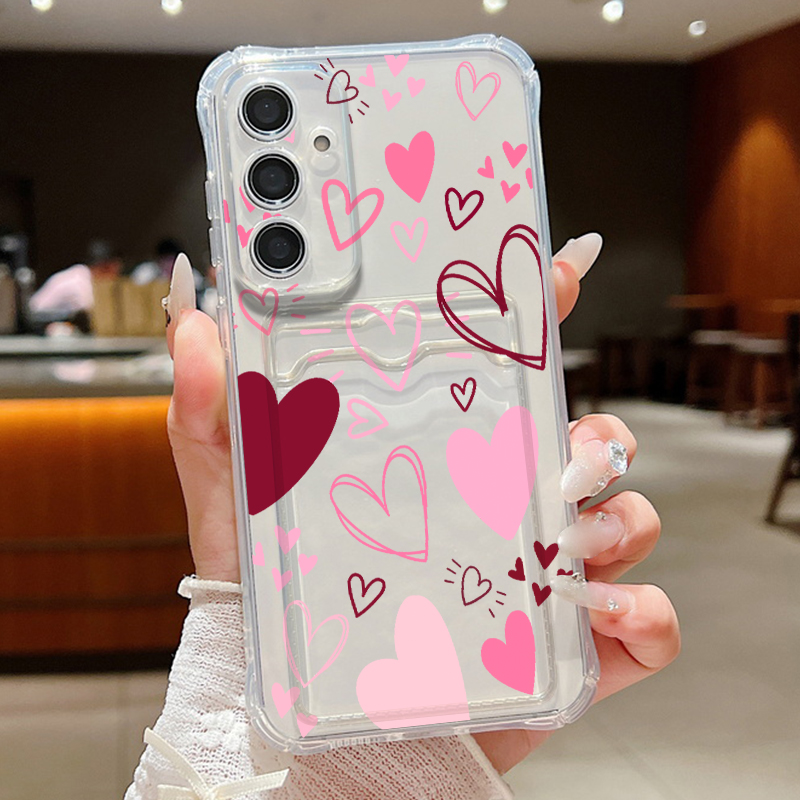 غطاء هاتف شفاف بنمط قلوب وأورا - مراجعة Phone Cases With Wallet وسعره